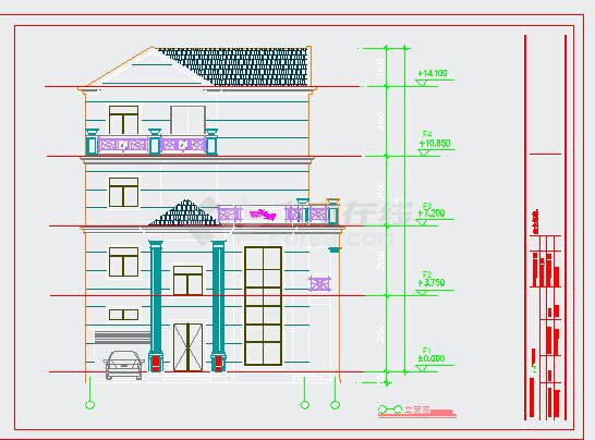 某地四层框架结构农村别墅建筑设计方案图-图二