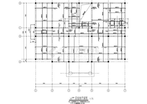 某三层办公楼建筑结构设计cad方案图-图二