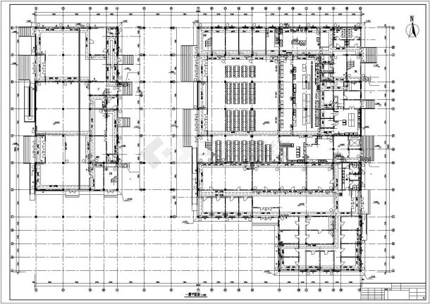 某学校服务楼采暖施工设计CAD布置图-图二