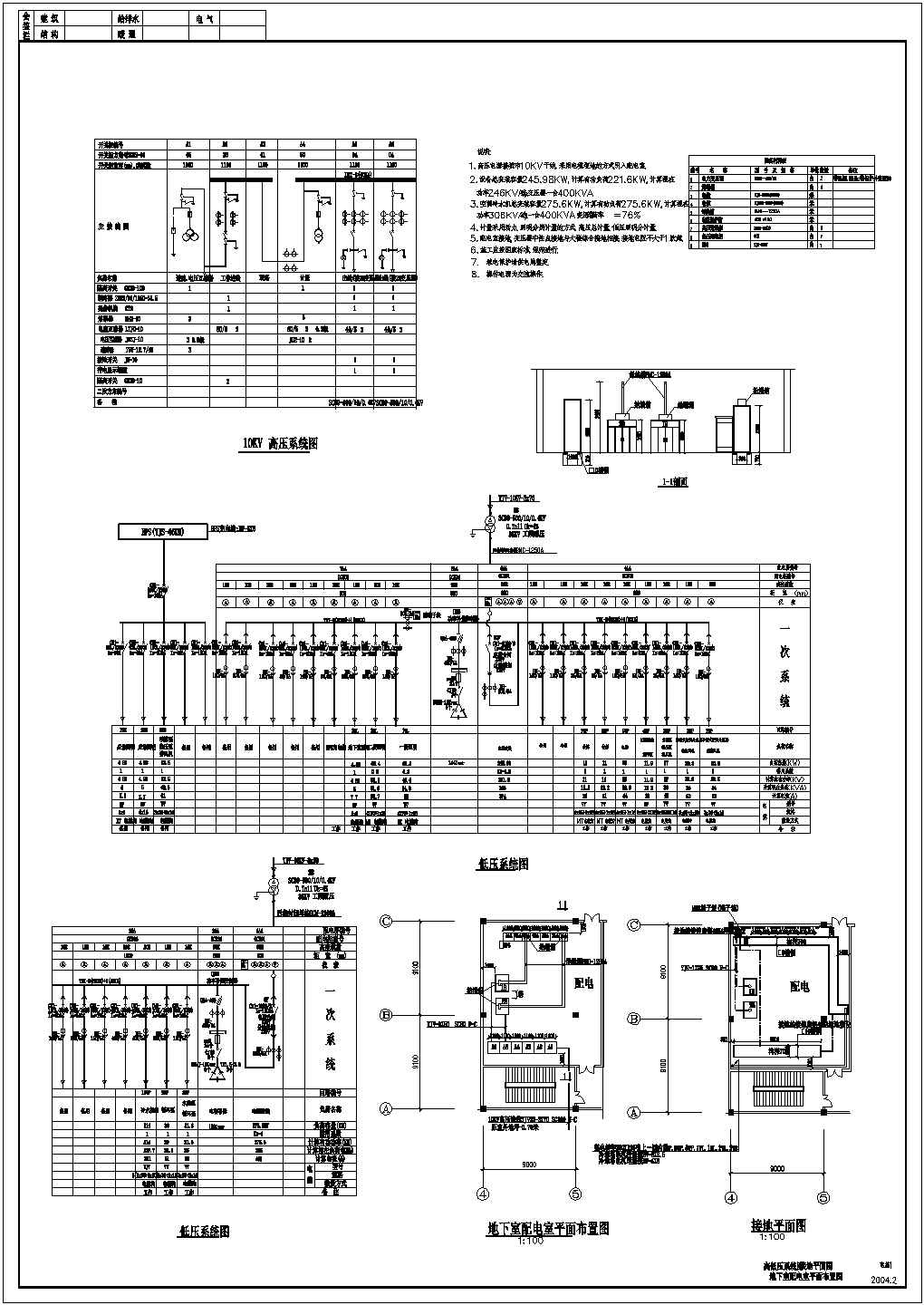 某10KV变电所全套电气图纸
