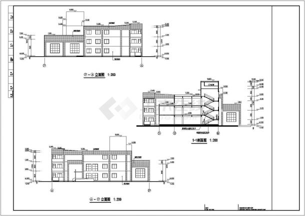 某地3层框架结构12班幼儿园教学楼建筑方案图-图二