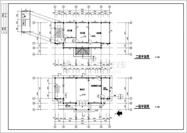 江苏某县级多层框架客运站建筑及结构施工图-图二