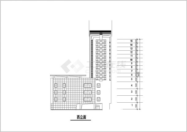 某地框架结构十五层高层商住楼建筑设计施工图-图二