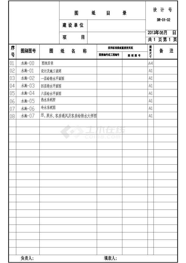 江南某酒店给排水CAD布置图-图一