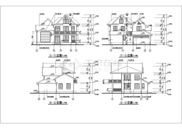 小型F型别墅建筑施工图（共3张）-图一