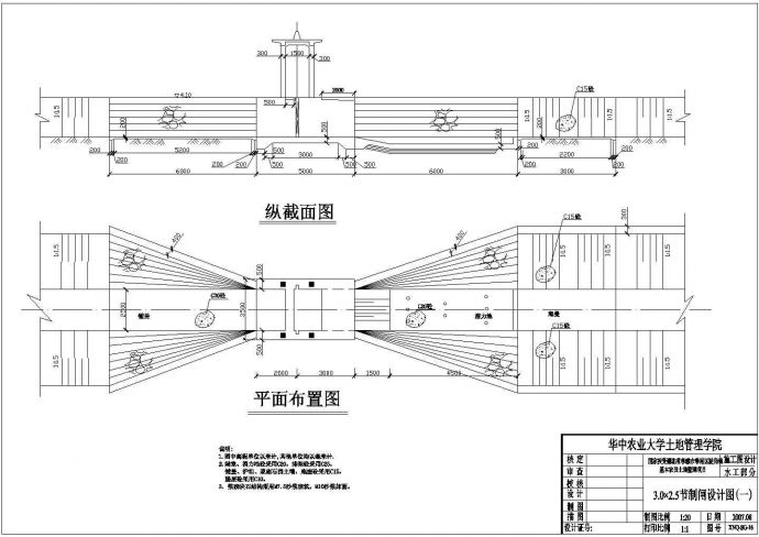 某处的土地整理项目节制闸施工图阶段设计图_图1