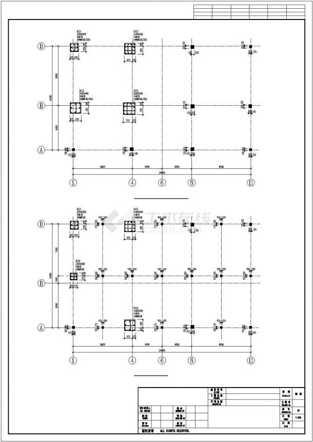 石首市经典坡屋面办公楼结构设计CAD布置图-图二