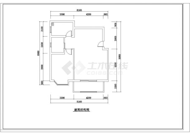 一室一厅小户型室内装修设计cad施工方案图-图一