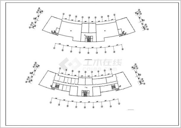 2万多平方米商务楼建筑CAD平面图纸-图一