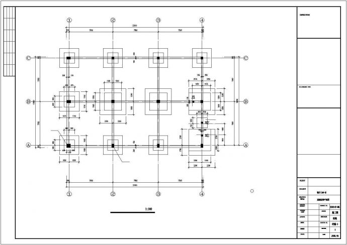 某市银行框架结构设计全套平面布置参考图_图1