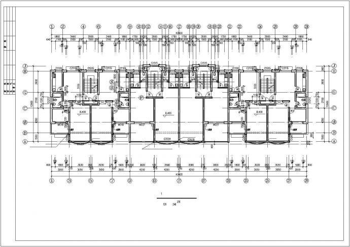 资心联体别墅建筑CAD基础平面布置参考图_图1