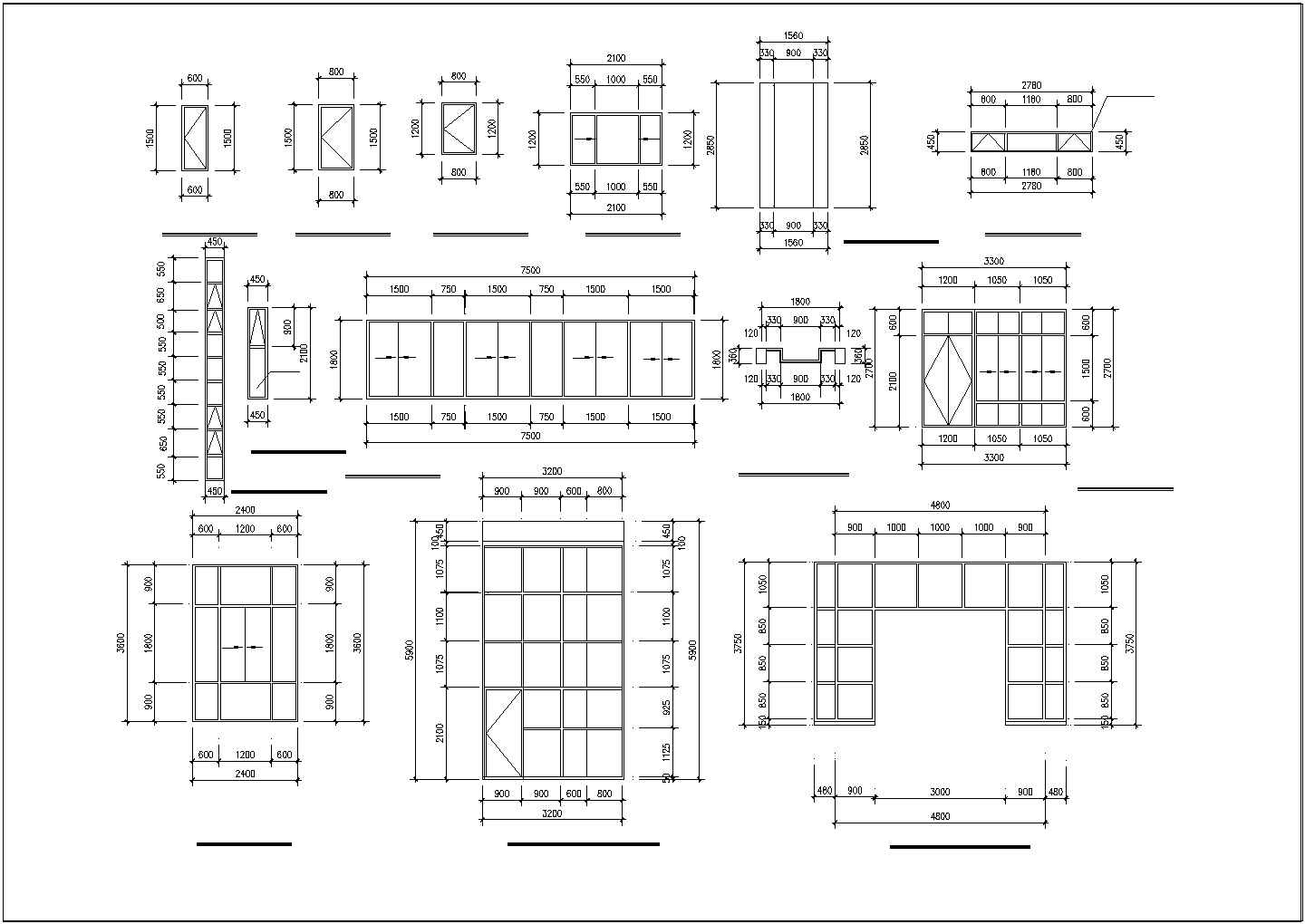 双桂湖别墅建筑CAD基础平面布置参考图