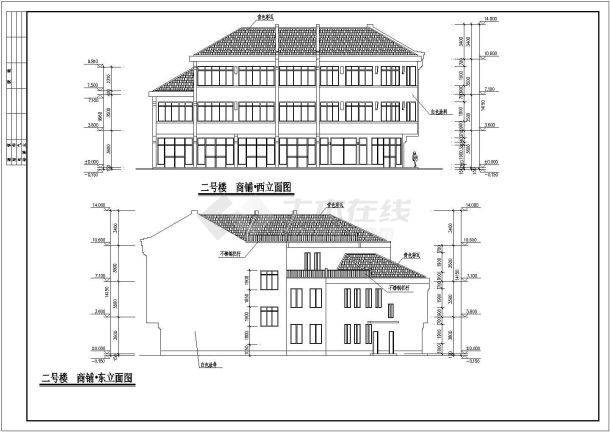 某地框架结构三层商铺建筑设计施工图-图二