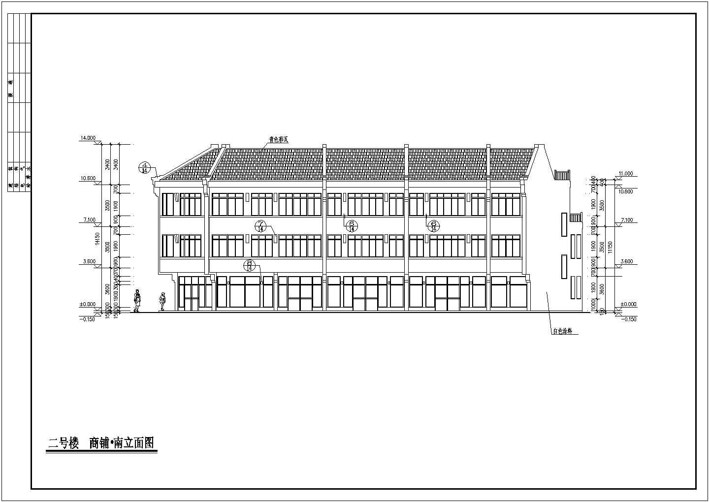 某地框架结构三层商铺建筑设计施工图