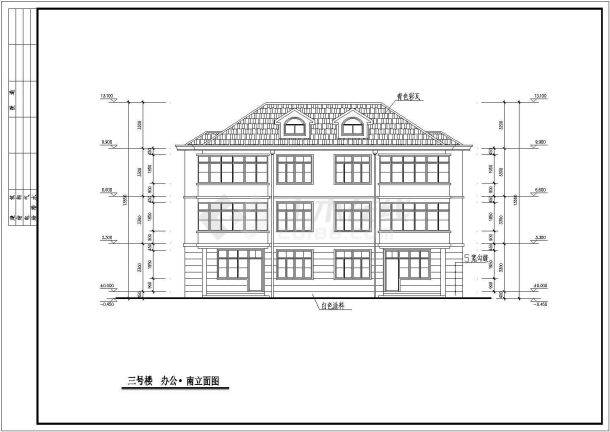 上海某地三层砖混结构办公楼建筑设计施工图-图二