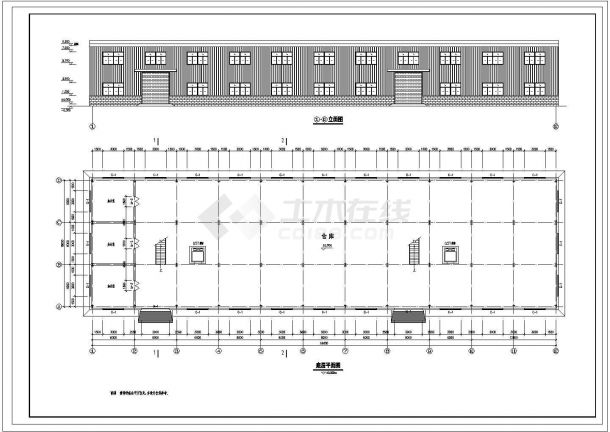 某轻钢结构厂房建筑及结构设计cad施工图（含建筑、结构图）-图二