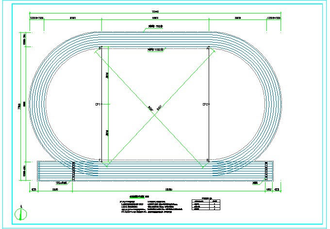 某运动场跑道平面详图