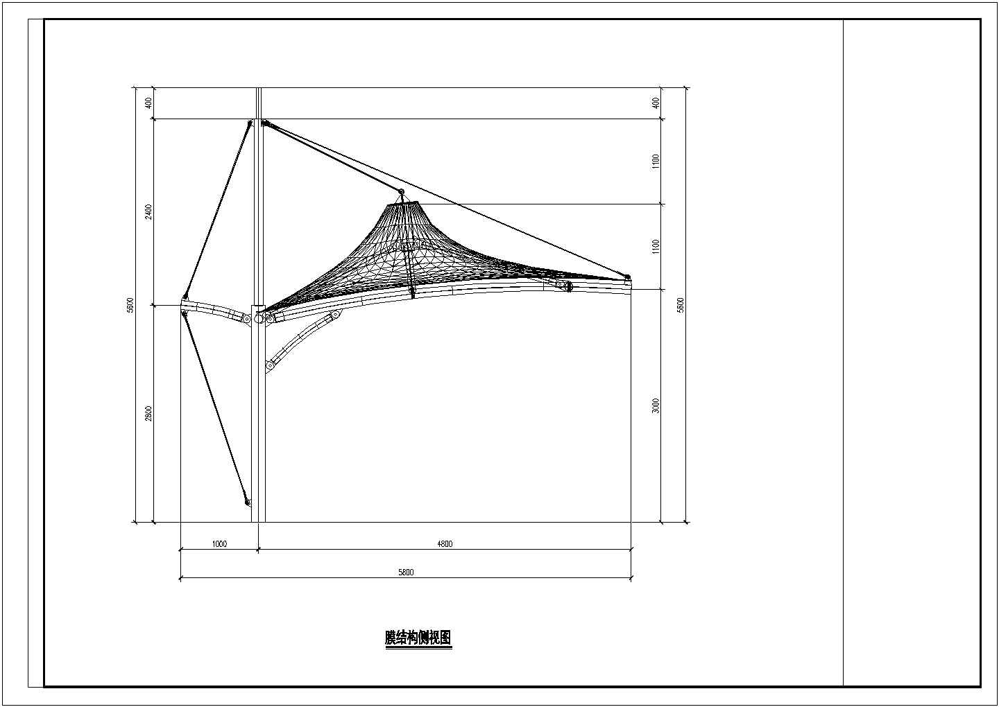 车棚施膜结构CAD轴视图