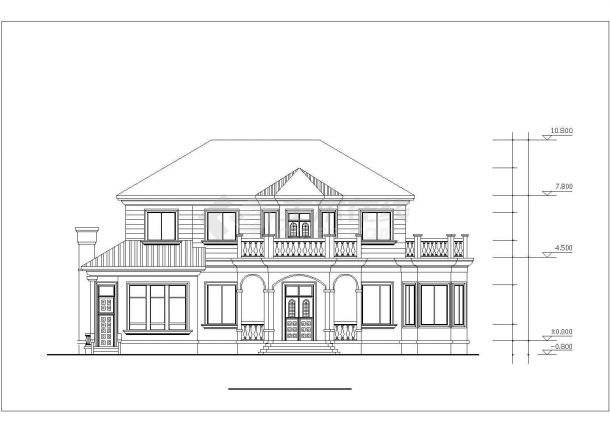 某二层别墅建筑设计施工方案CAD图-图二
