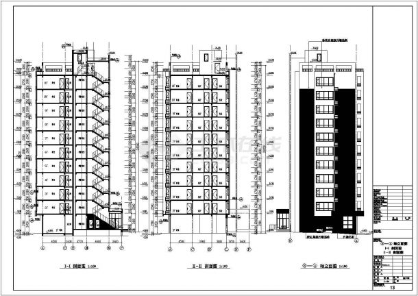 某11层小高层住宅楼建筑设计施工图-图二