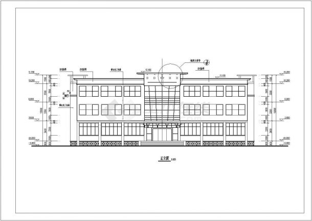 某地水厂三层办公楼建筑设计施工图-图一