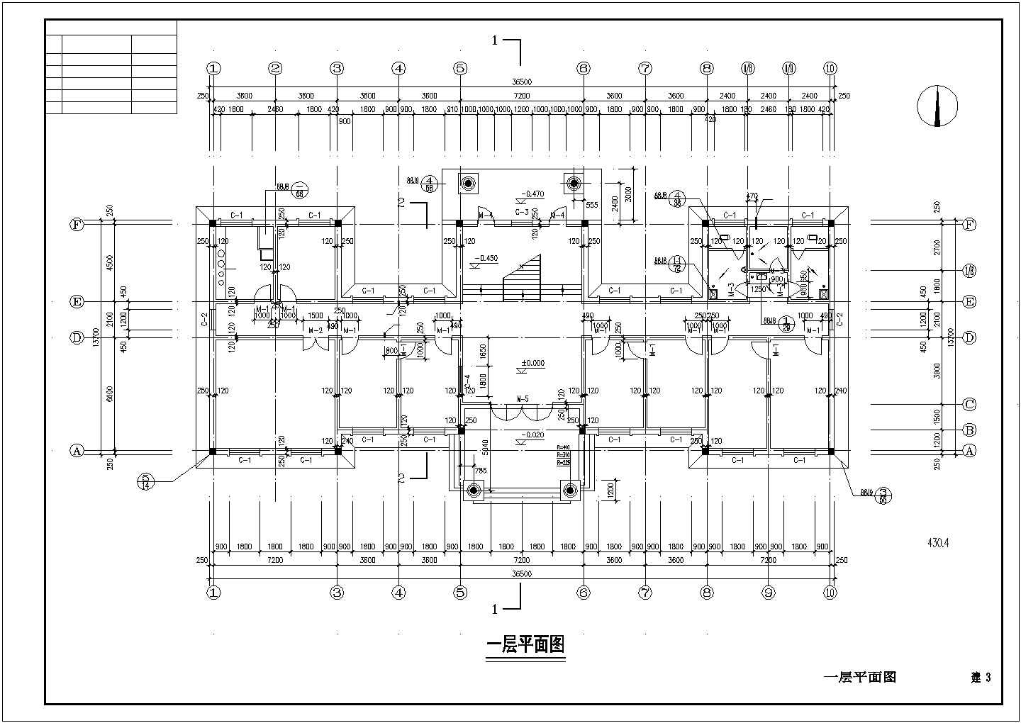 某小型办公楼全套建筑CAD基础平面布置参考图
