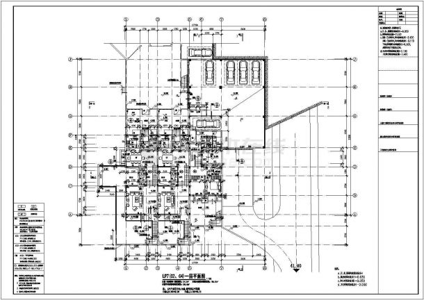某地三层框架异形柱结构别墅建筑施工图纸-图二