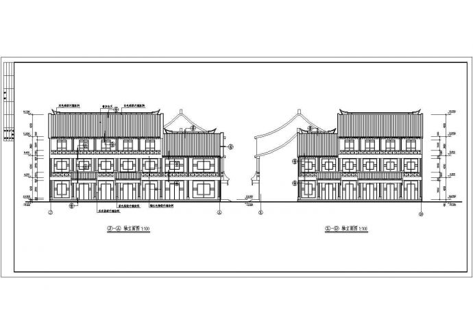 某三层框架结构仿古清式商业综合楼建筑设计方案图_图1