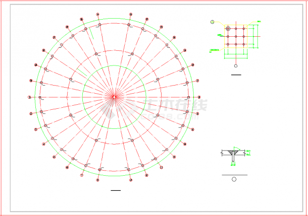 四角锥螺栓球网架CAD布置图-图二