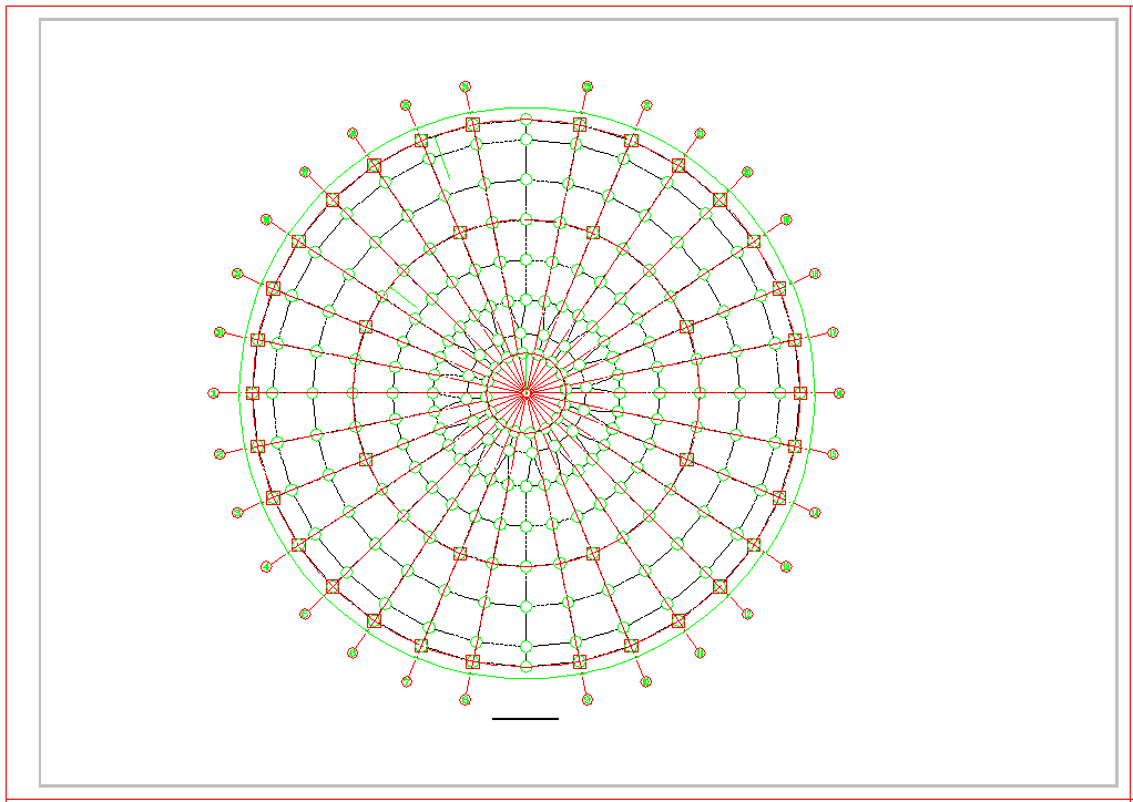 四角锥螺栓球网架CAD布置图