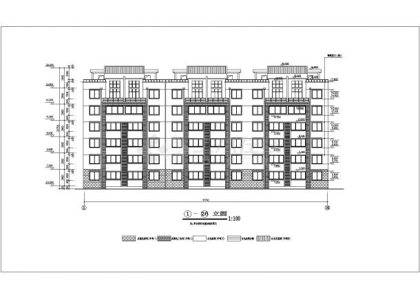 某地六层坡屋面住宅楼建筑设计施工图-图二