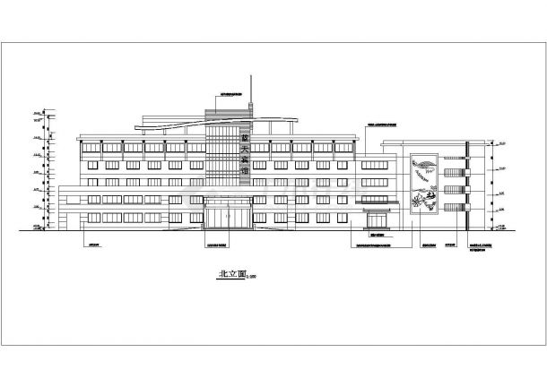 某地五层框架结构宾馆建筑设计方案图-图一