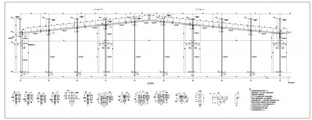钢结构门刚厂房全套结施(结构平面布置图+钢架图+吊车梁系统)-图一