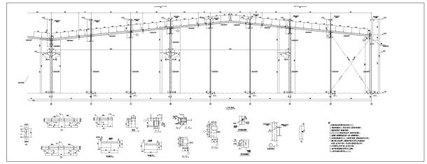 钢结构门刚厂房全套结施(结构平面布置图+钢架图+吊车梁系统)-图二