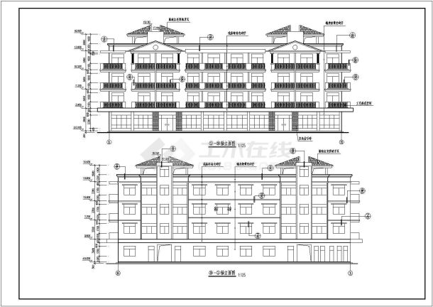 某公司四层框架结构宿舍楼建筑设计方案图-图一