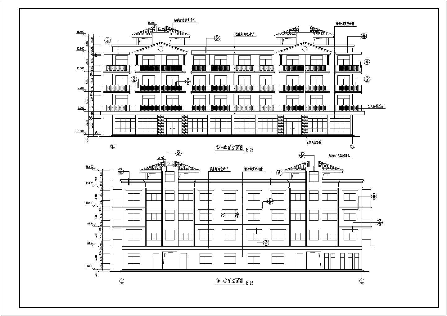 某公司四层框架结构宿舍楼建筑设计方案图