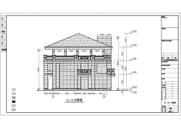 3层别墅建筑方案CAD图-图二