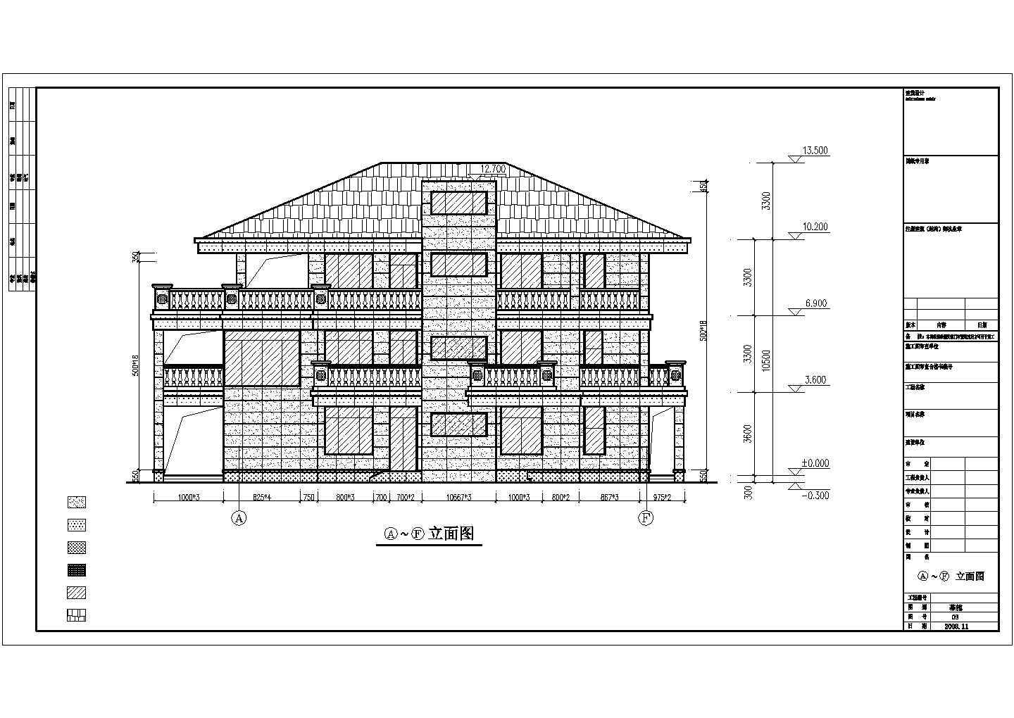 3层别墅建筑方案CAD图