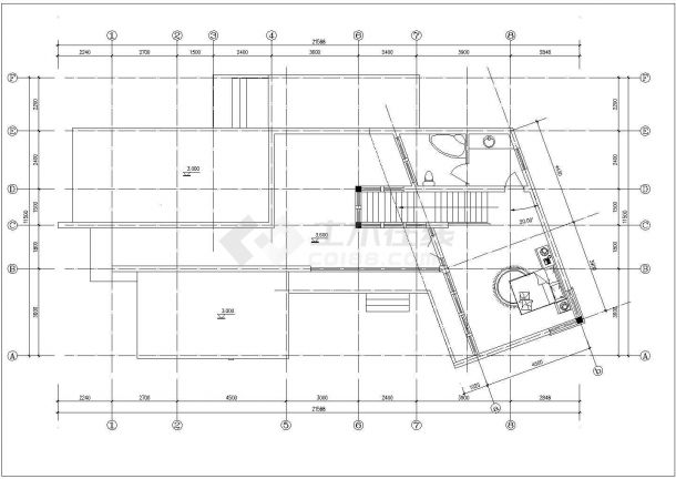 某小区现代别墅方案建筑CAD参考图-图一