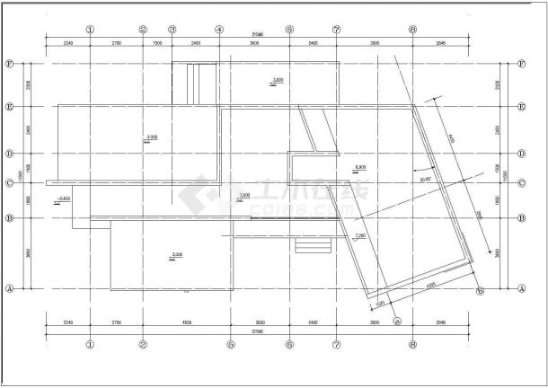 某小区现代别墅方案建筑CAD参考图-图二