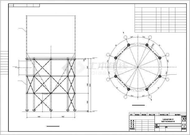 脱硫塔下部支架钢结构设计图-图二