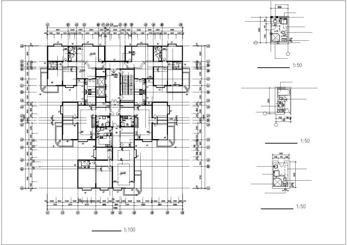 某高层文教大院住宅建筑设计施工CAD图_图1