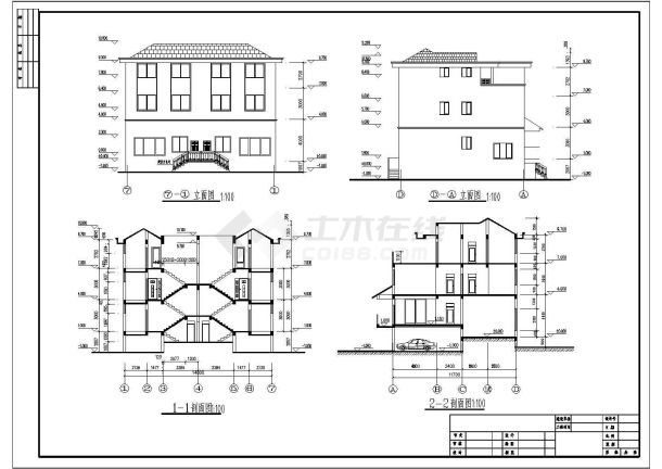 某地住宅小区双联排别墅建筑设计施工图-图二