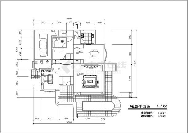 353平米别墅建筑设计图纸-图二