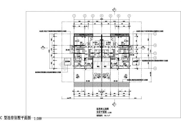 247平米联排别墅建筑设计施工图-图二