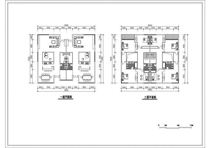 三层双拼别墅建筑设计施工图_图1