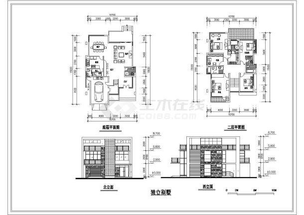 三层双拼别墅建筑设计施工图-图二
