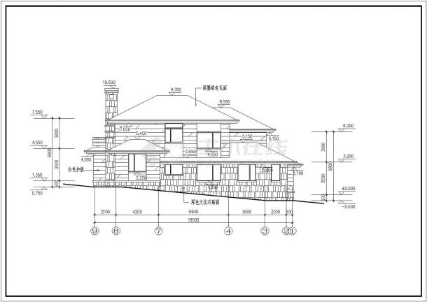 某地二层砖混别墅建筑设计施工图（坡屋顶）-图二