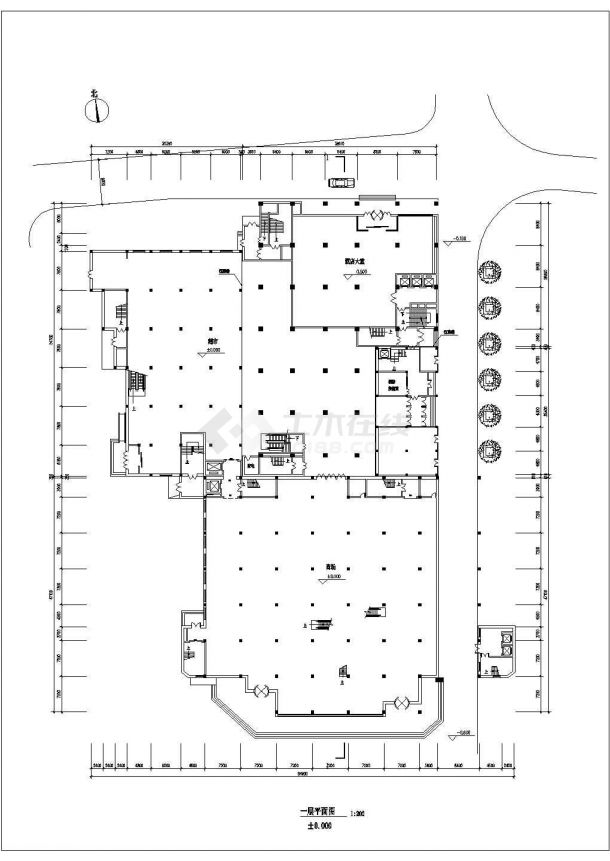 某商场全套建筑平面设计施工CAD图纸-图二