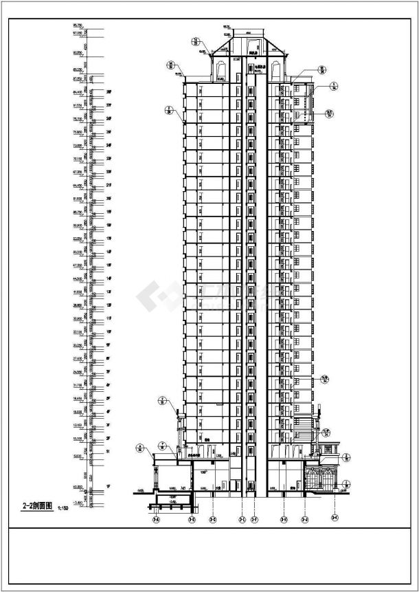 某高层综合楼全套建筑设计施工CAD图-图二